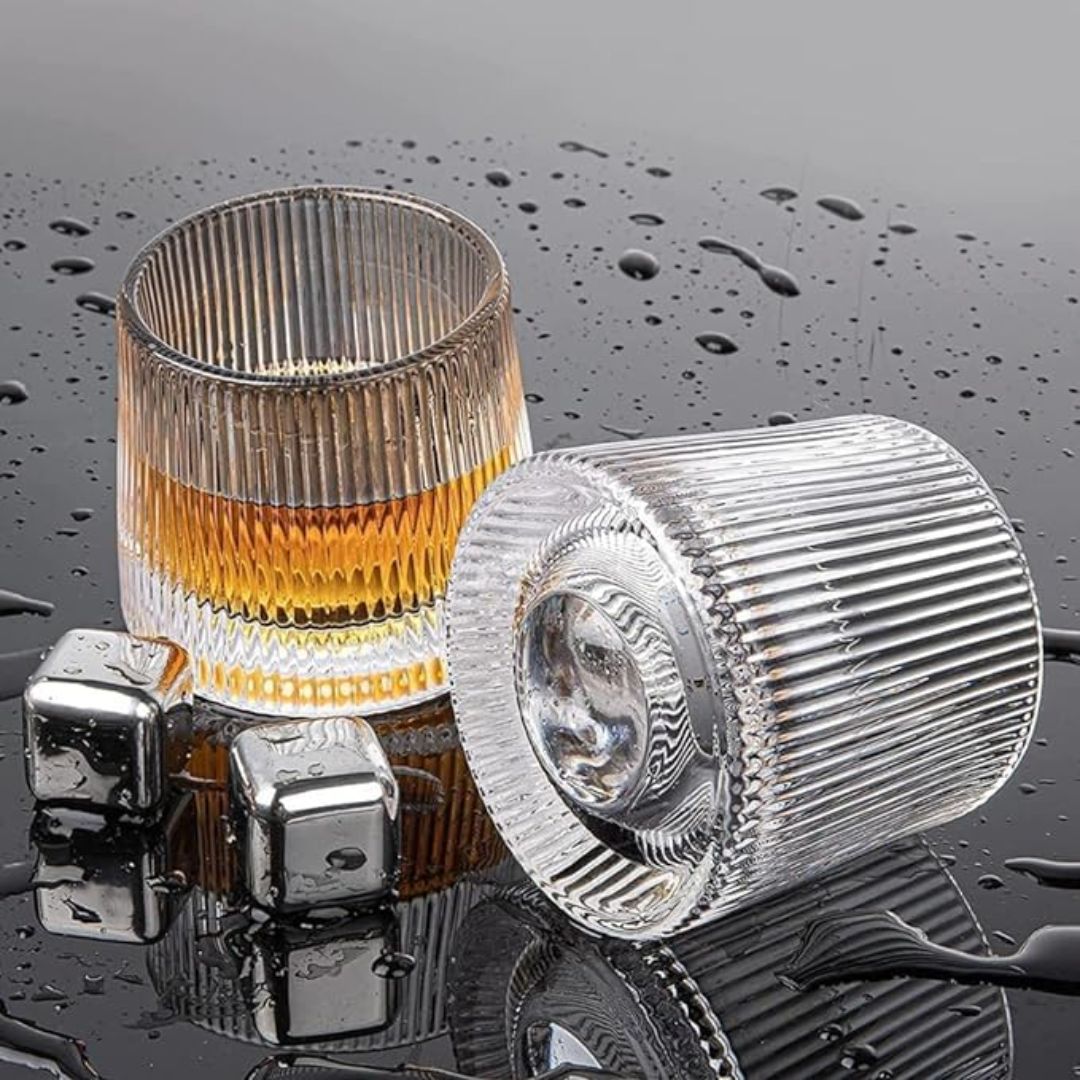 Rotating Fluted Glass Set of 6