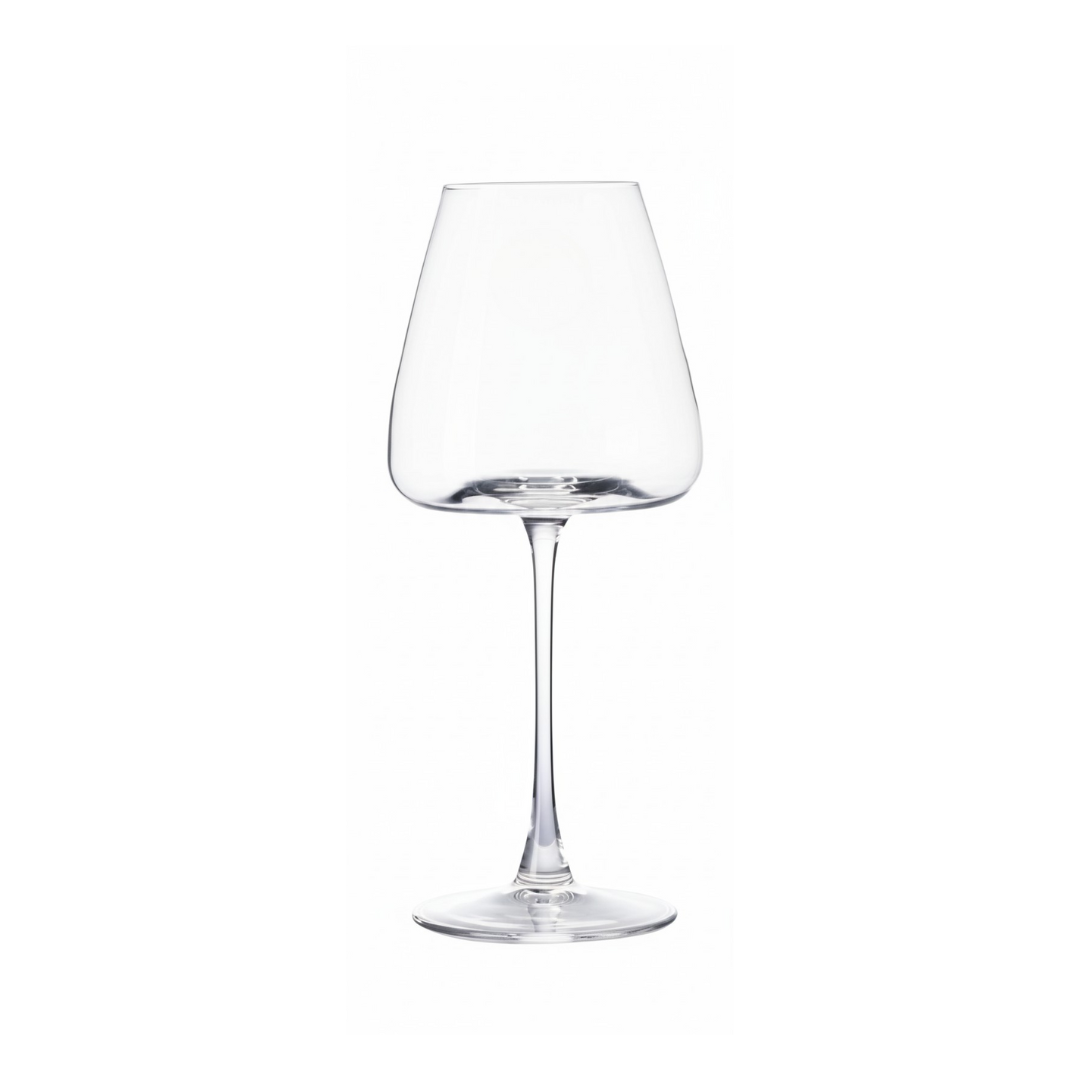 Clear wine glass on a white background