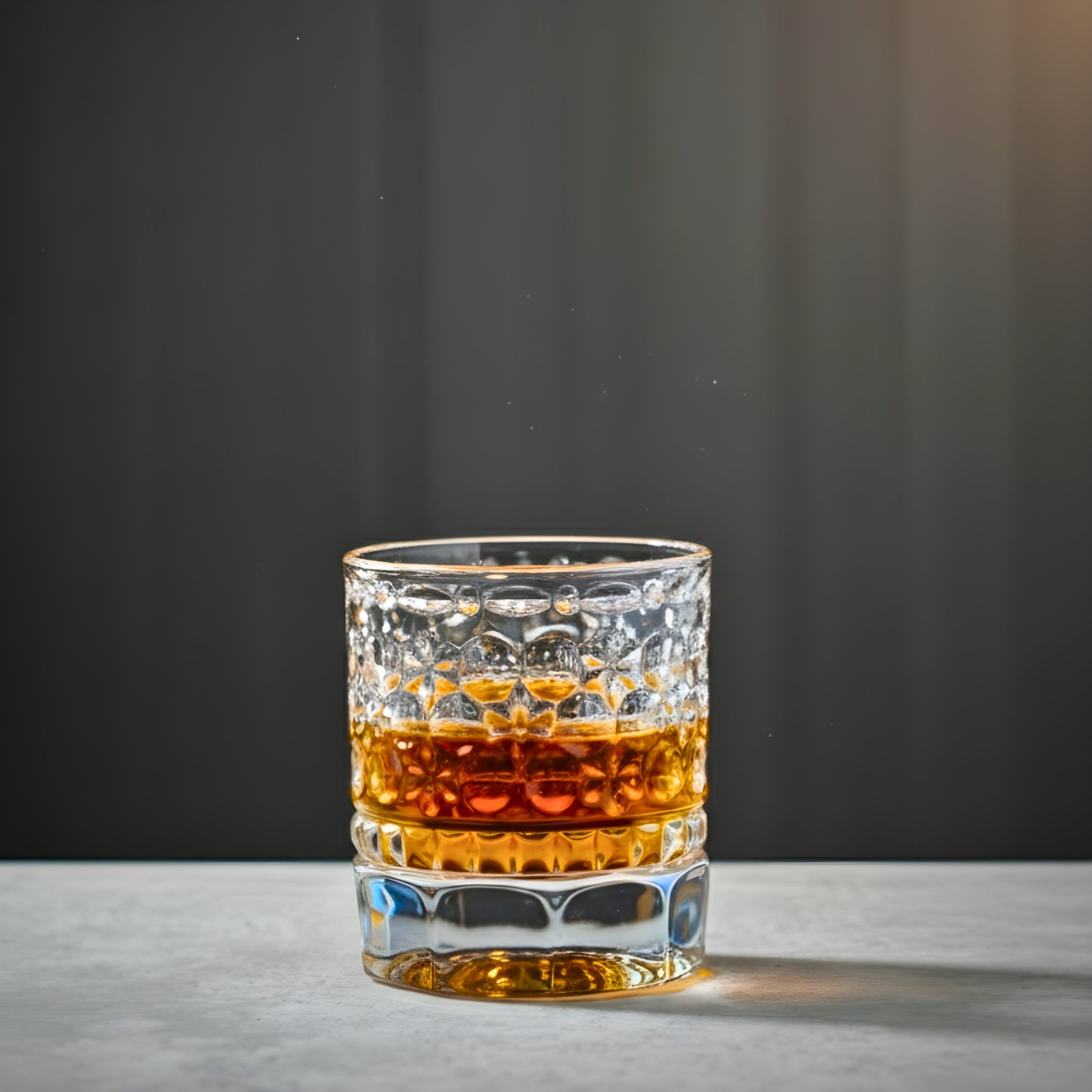 Glass of whiskey with a dark background