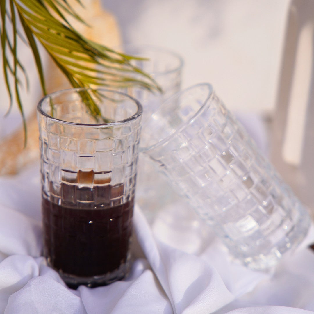 Grid textured Juice glasses set of 6