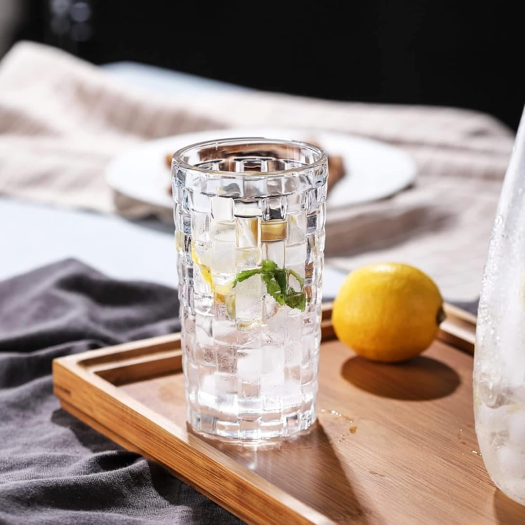 Grid textured Juice glasses set of 6