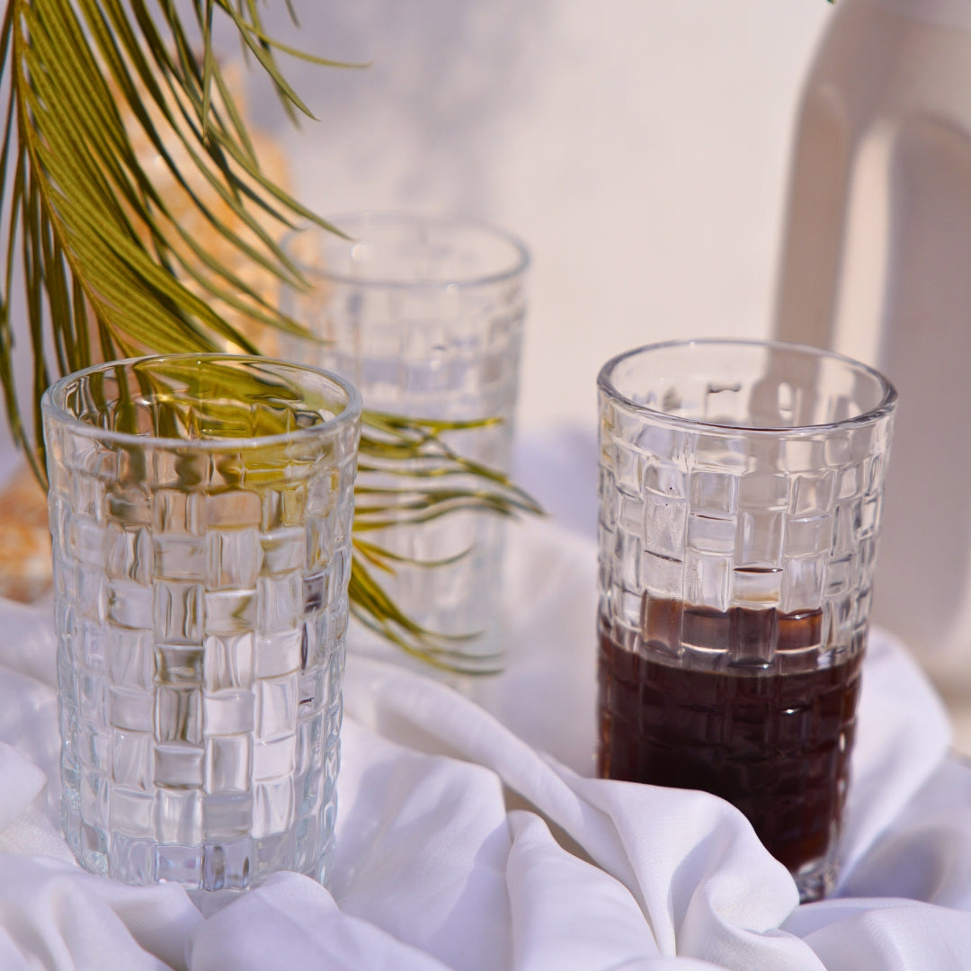 Grid textured Juice glasses set of 6