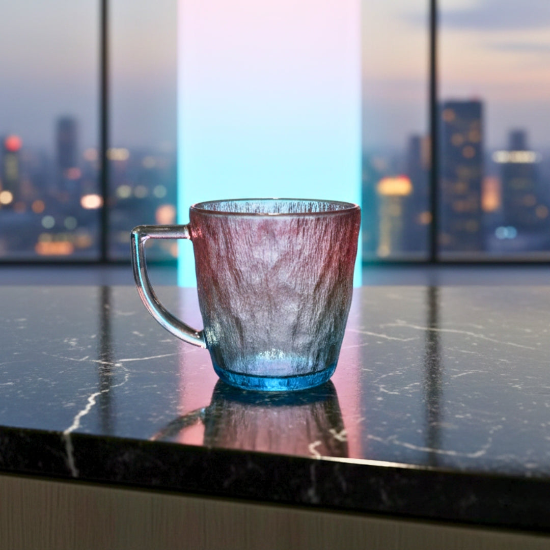 Textured Gradient Glass Mug set of 2 – Everyday Coffee & Tea Cup
